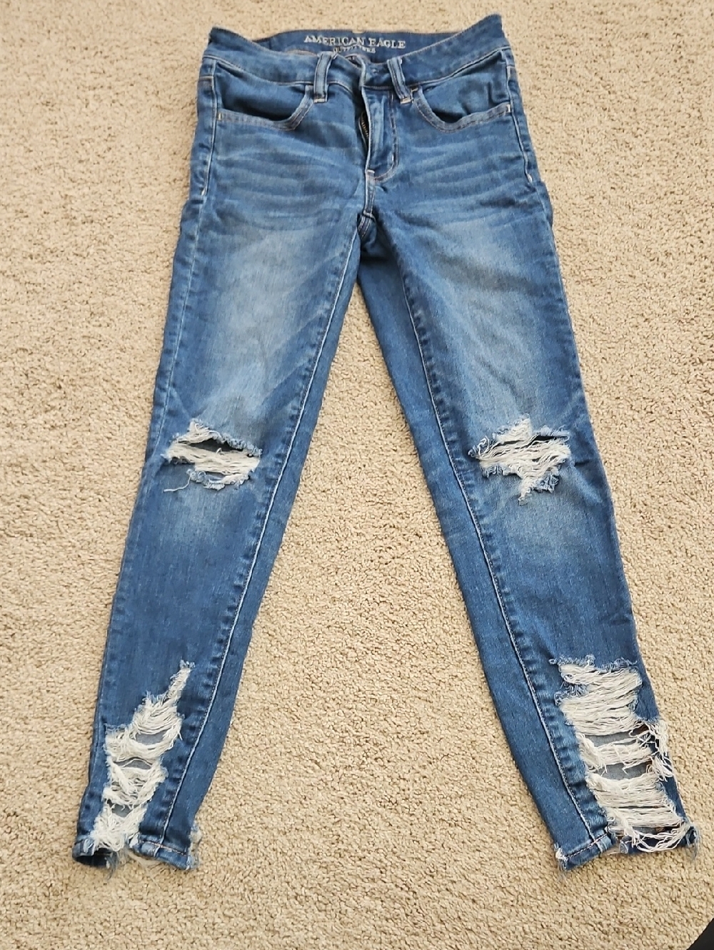 American Eagle Outfitters Distressed Medium Blue Skinny Jeans